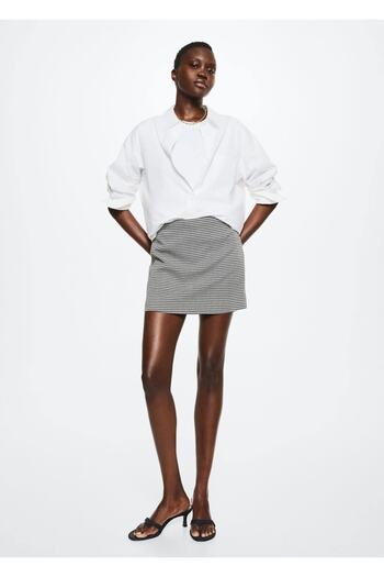 MANGO Woman Mini Skirt - Houndstooth Patterned
