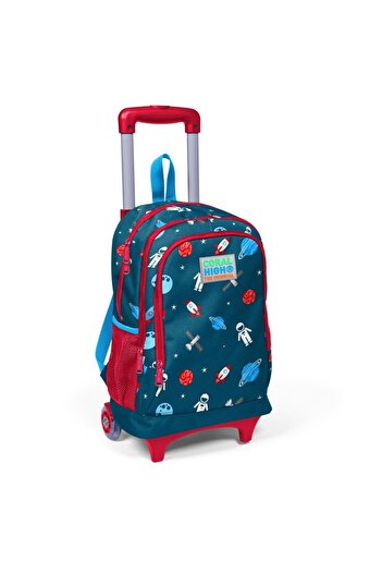 Coral High Set de genți din 3 piese pentru copii, roșu indigo, cu model spațial, cu racletă SET0123136