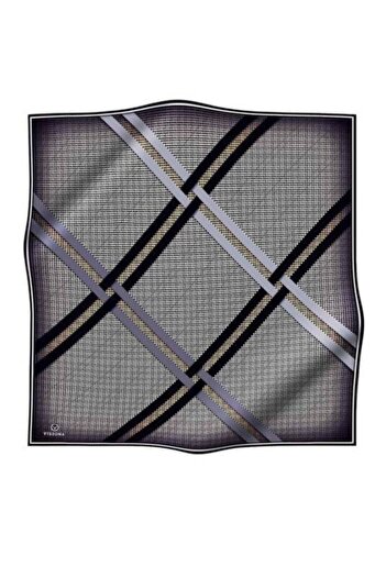 Vissona Γυναικείο μεταξωτό κασκόλ Twill Γκρι Μαύρο