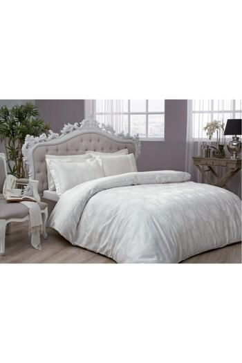 Taç Jacquard Satin Dowry Bedding Set Diana Ecru Double