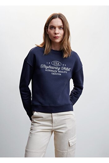 MANGO Woman Text Embroidered Sweatshirt