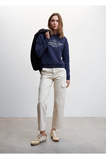 MANGO Woman Text Embroidered Sweatshirt