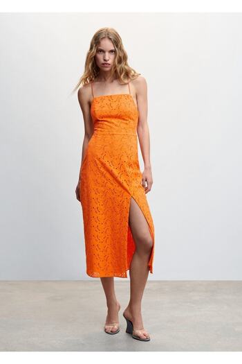 MANGO Woman Slit Openwork Knitted Dress