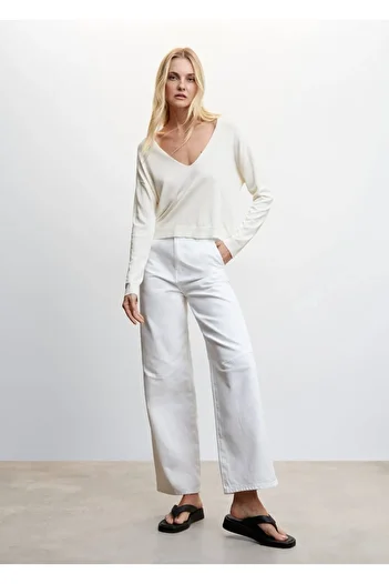 MANGO Woman V-Neck Thin Knitwear Sweater