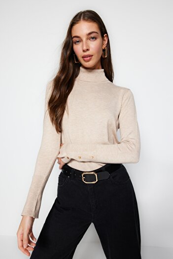 Trendyol Collection Stone Mercerized Look Premium νήμα / Ειδικό νήμα Basic Knitwear Πουλόβερ TWOAW23KZ01514