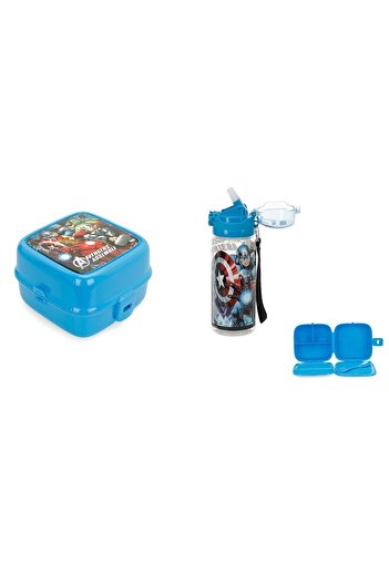 Frocx Avengers 500 Ml Due Mighty Plastic Water Bottle and Nutrition Container