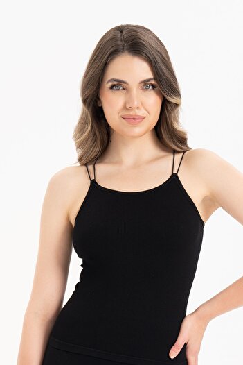 Formeasy Women's Seamless Knitted Corded Sleeveless Rope Strap Blouse 9012