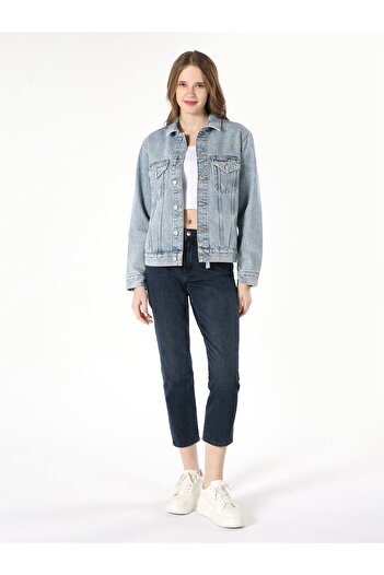 Colin's Regular Fit Cepli Mavi Kadın Jean Ceket