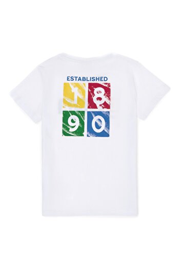U.S. Polo Assn. ΒΑΣΗ. Polo Assn. Λευκό μπλουζάκι για αγόρι με στάμπα DILAN