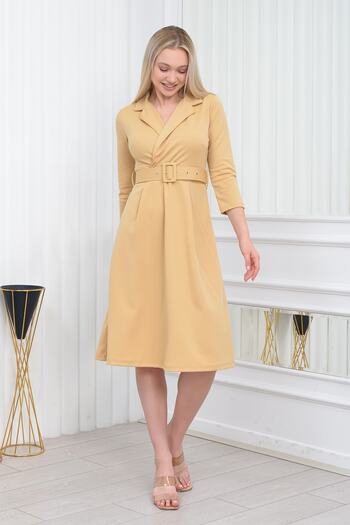 Neşeli Butik Γυναικείο φόρεμα μίντι με λεπτομερή ζώνη Dks016