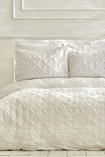 Karaca Home Castello 100% Cotton Single Duvet Cover Set with Button Closure White