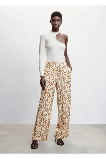 MANGO Woman Patterned Palazzo Trousers
