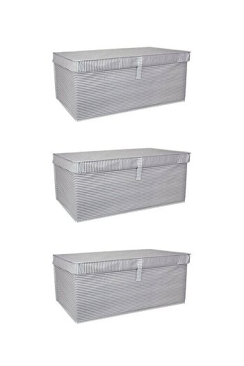 ALAS 3-Piece Multi-Purpose Box Mega Plus Gray Striped 70X40X30 cm - Gray