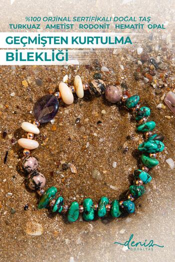 Deniz Doğal Taş Certified Recovery Bracelet with Natural Stone - Turquoise, Amethyst, Rhodonite, Opal, Hematite