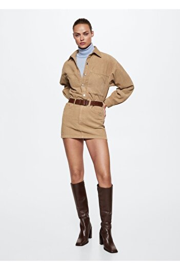 MANGO Woman Corduroy Shirt Jacket with Pockets