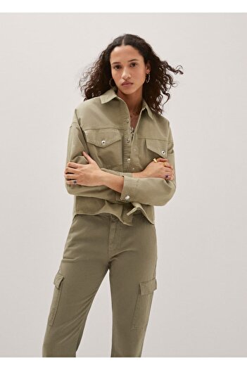 MANGO Woman Denim Shirt Jacket with Pockets