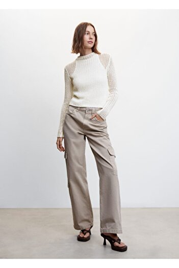MANGO Woman Openwork Knit Perkins Collar Sweater