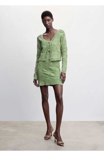 MANGO Woman Crochet Embroidered Cardigan