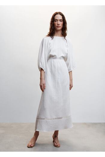MANGO Woman Βαμβακερό φόρεμα με δέσιμο στην πλάτη
