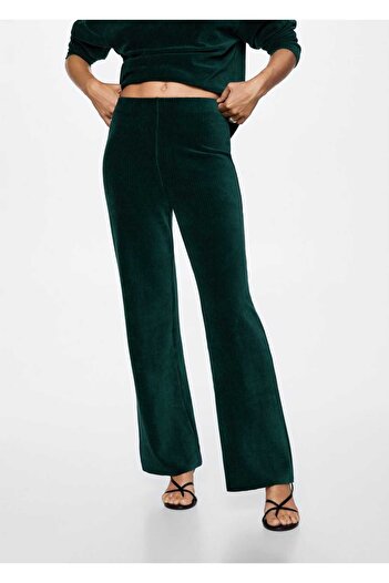 MANGO Woman Corduroy Trousers with Elastic Waist