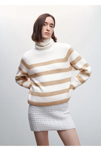 MANGO Woman Striped Turtleneck Sweater