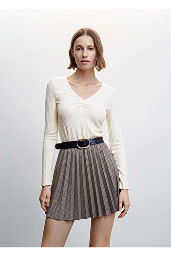MANGO Woman Ruffle Long Sleeve T-Shirt