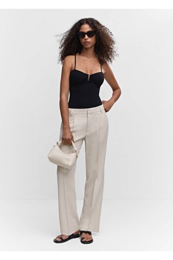 MANGO Woman Pleated straight cut pants