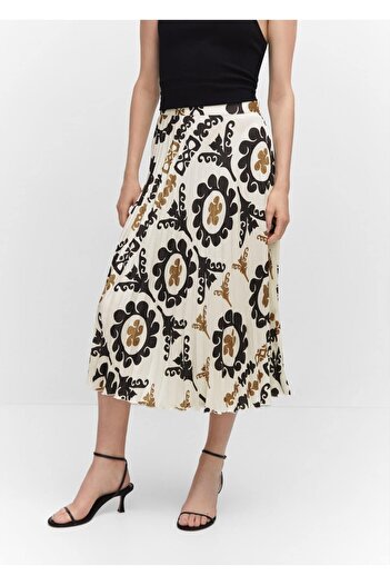 MANGO Woman Patterned Pleated Skirt