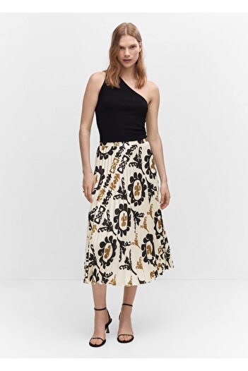 MANGO Woman Patterned Pleated Skirt