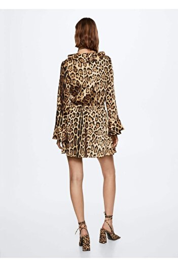 MANGO Woman Dökümlü Leopar Desenli Elbise