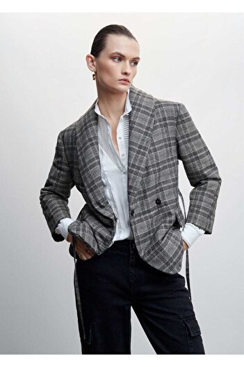 MANGO Woman Molded Checkered Quilted Jacket
