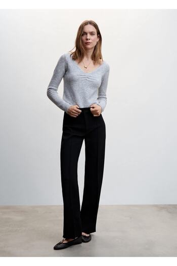 MANGO Woman Straight Cut Trousers with Slit Detail