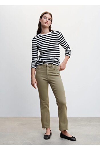 MANGO Woman Flared Cropped Jean Pants