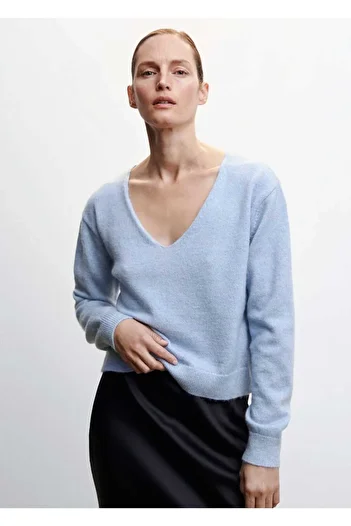 MANGO Woman Tricotaj cu decolteu în V Pulover Design