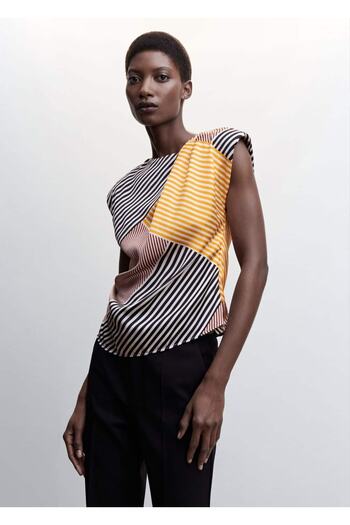 MANGO Woman Patterned Blouse with Paddle