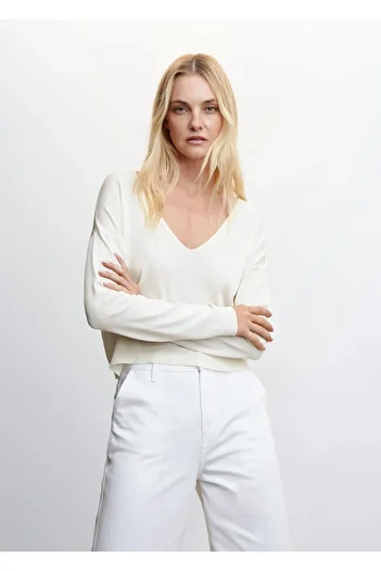 MANGO Woman V-Neck Thin Knitwear Sweater