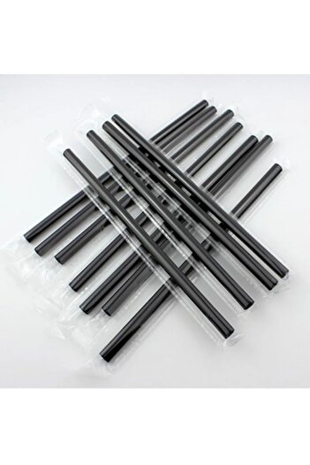 Miopack Black Frozen Wrapped Straw Single Wrap Black Straw 50 Pieces