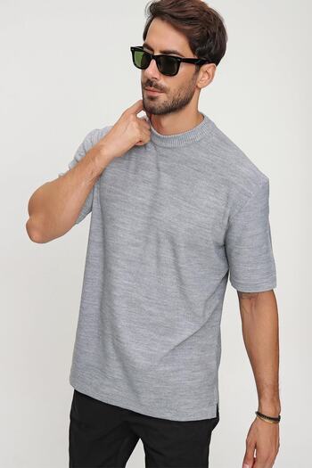 CHUBA Erkek Oversize Triko T-shirt Gri 20w188