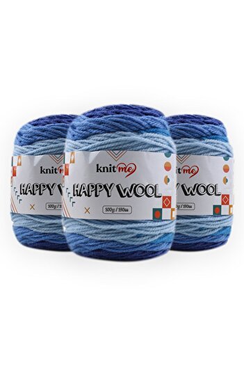 knitme Happy Wool 100 gr 3 Pack Wool, Acrylic Hand Knitting Yarn Taka Yarn (9)