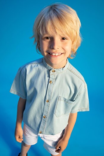 DeFacto Boy's Crew Neck Jean Short Sleeve Shirt