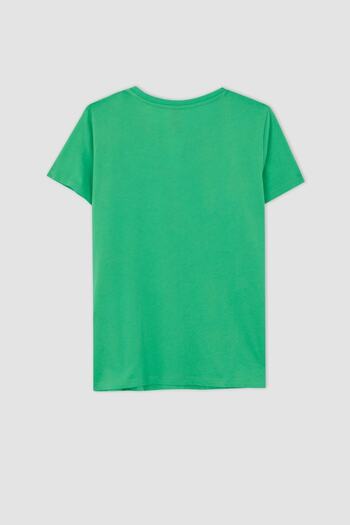 DeFacto Regular Fit Crew Neck T-shirt με εμπριμέ κοντό μανίκι 100% βαμβάκι