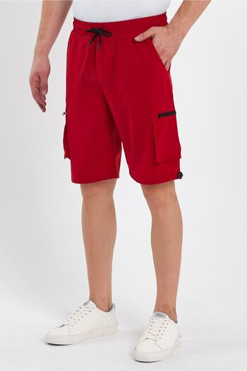 GENIUS STORE Men's Sports Shorts Outdoor Sports Lycra Zipper Cargo Pocket Shorts