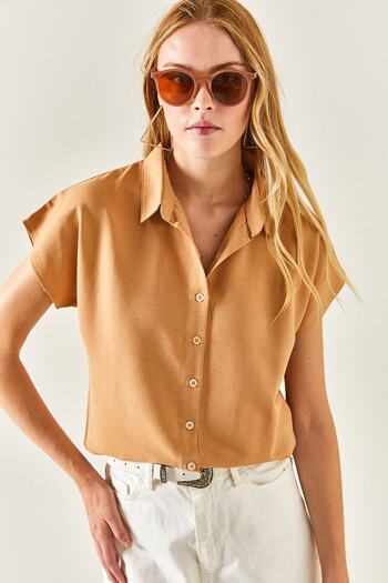 Olalook Women's Camel Bat Viscose Shirt GML-19000612