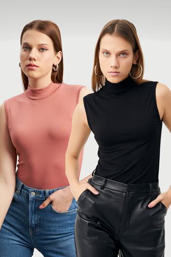 Bipantolon Women's Black Rose 2-Piece Sleeveless Body