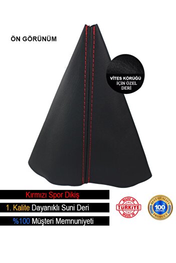 YUNHAT PEJO PARTNER 2 Compatible Black Leather Special Design Red Sports Stitching Shift Gaiter