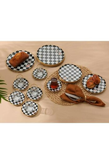GÜRCÜGLASS Damalı 24 Prç Set