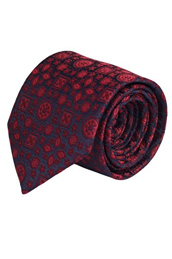 Esgue Handmade 7.5 cm Burgundy Patterned Tie Handkerchief