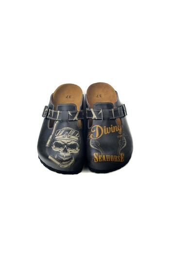 Double Tank Skeleton Design Vegan Leather Sandals Slippers