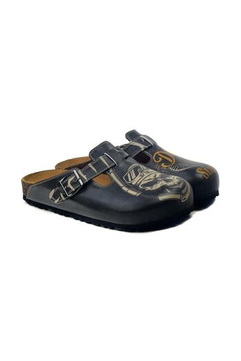 Double Tank Skeleton Design Vegan Leather Sandals Slippers