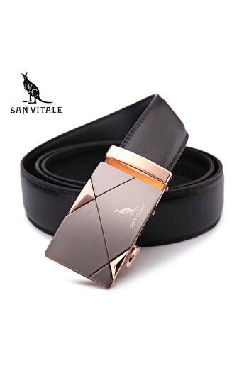 Schulzz San Vitale Luxury Business Italian Automatic Buckle Genuine Leather Men's Belt 120cm